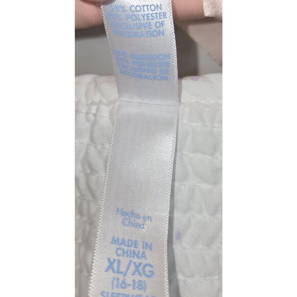 Simply Basic Nightgown Night Coat XL Button Up White Pink Floral 38" L - Picture 4 of 10